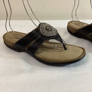 Softspots Black Beaded Sandals Comfort Sole Size 10